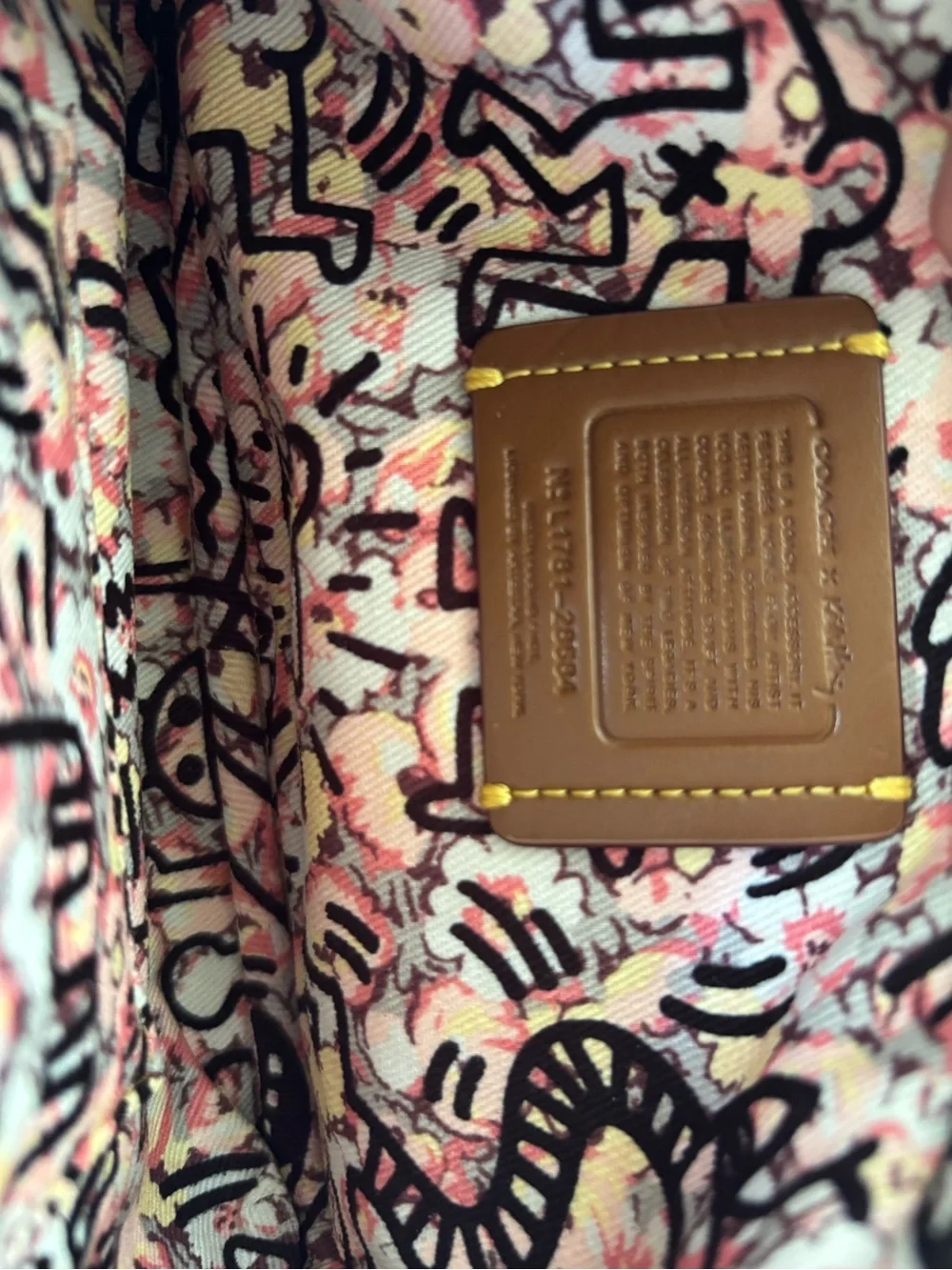 Coach x Keith Haring Sadie Crossbody Clutch Pink Glitter Dancing Man 28684